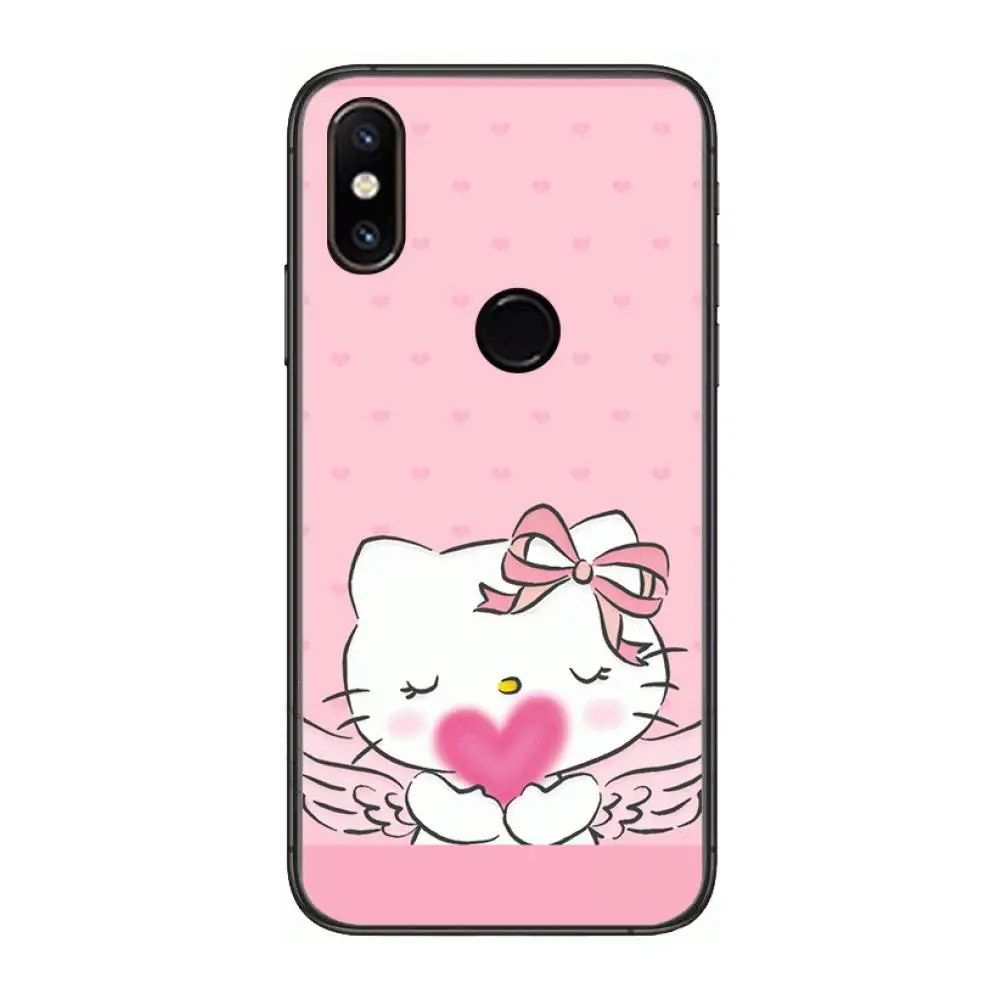 

Cute cat HELLO ketty cute student style Phone Case For xiaomi M2 C3 X3 F2 Lite NFC 6 5 x Poco k30 Pro Anime Black Cover Silicon