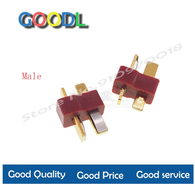 Позолоченный Т-образный стыковой разъем питания пара штекеров и гнездов