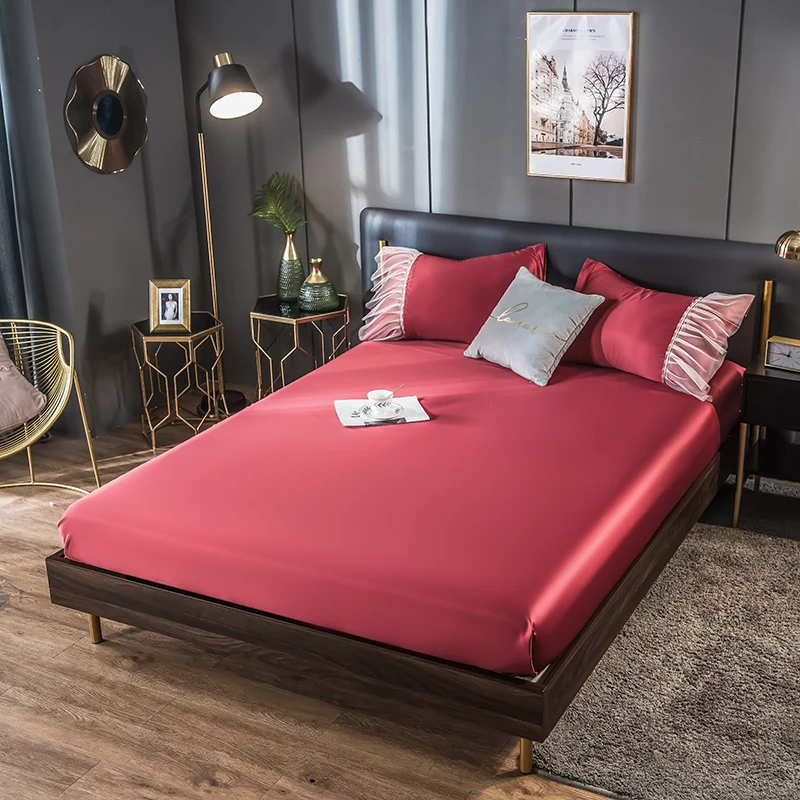 

Fitted Sheet with Elastic Bands Solid Color Bed Sheets Queen King Double 150x200 180x200 160x200cm Mattress Cover Simple Style