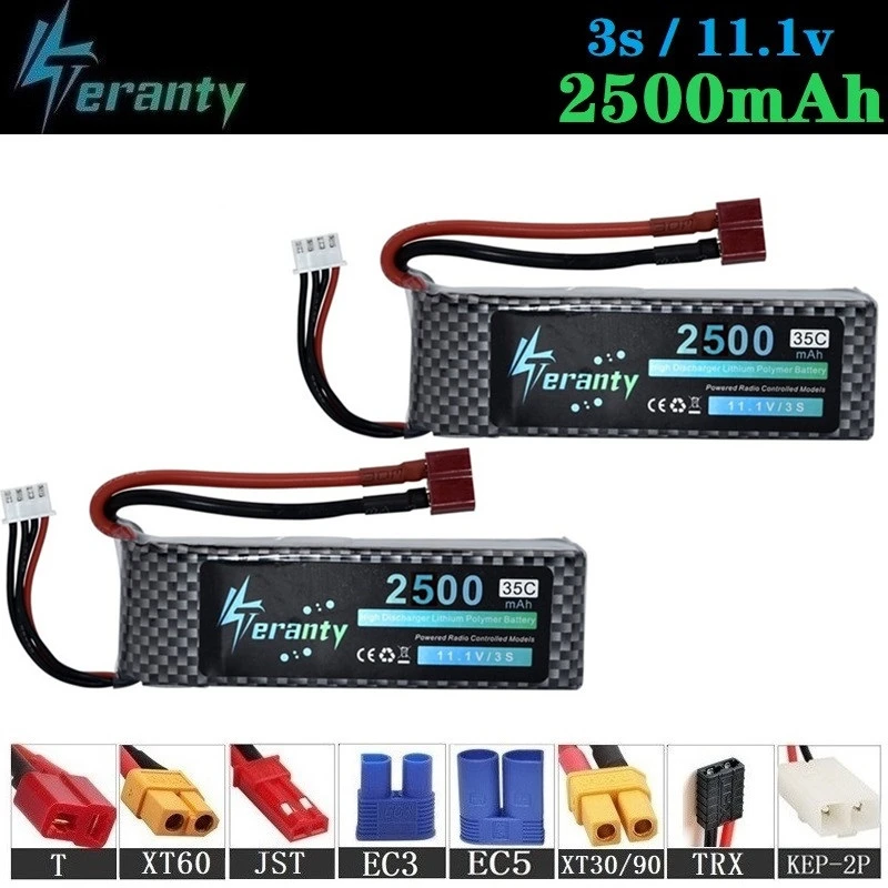 

3S 11.1v 2500mAh 35C LiPo Battery For RC Quadcopter Spare Parts 11.1v Rechargeable Lipo Battery for RC Car Robots Boat toy 2pcs