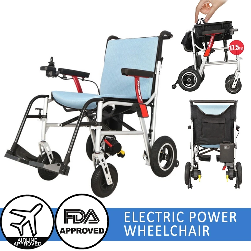 Складная легкая электрическая инвалидная коляска литиевая система амортизации