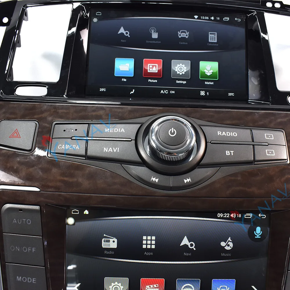 Новейший двойной экран Android автомобильный радиоприемник для Nissan патруль Y62 Infinity