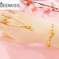 qeenkiss js517 fine jewelry wholesale fashionwoman birthday wedding gift fox 24kt gold fox ringbraceletnecklace jewelry set