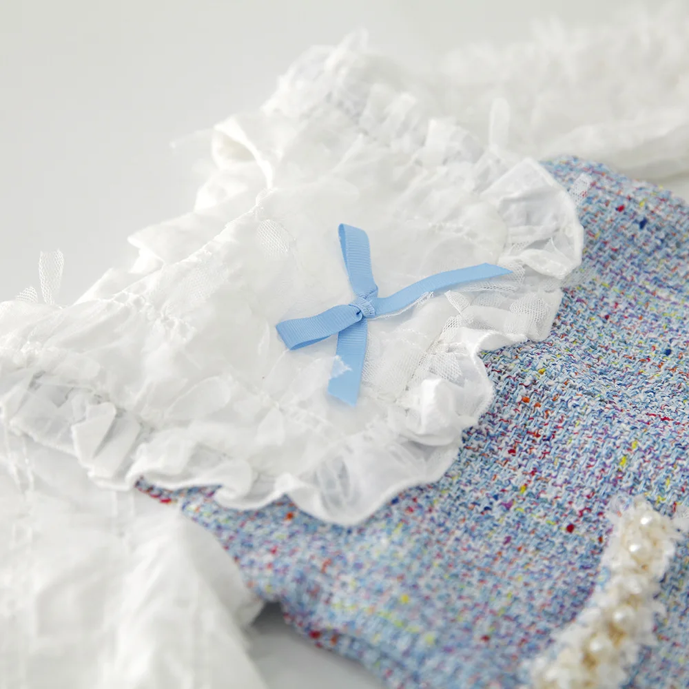 Осенние детские младенцы оборками милый вязаный с бантом трикотажная одежда в