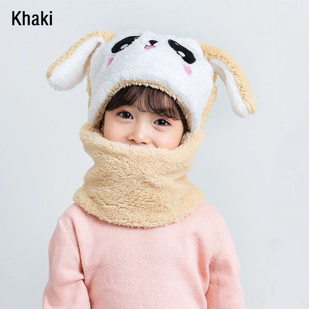 

Winter Children Hat Plus Fleece Kids Caps Cartoon Hat For Girls Boys Scarf Thicken Cap Newborn Photography Baby Stuff