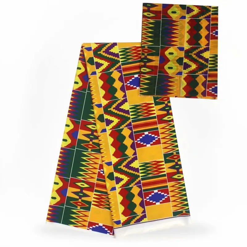 Нигерия Гана Kente шелковая ткань цифровая печать Анкара африканский восковой узор