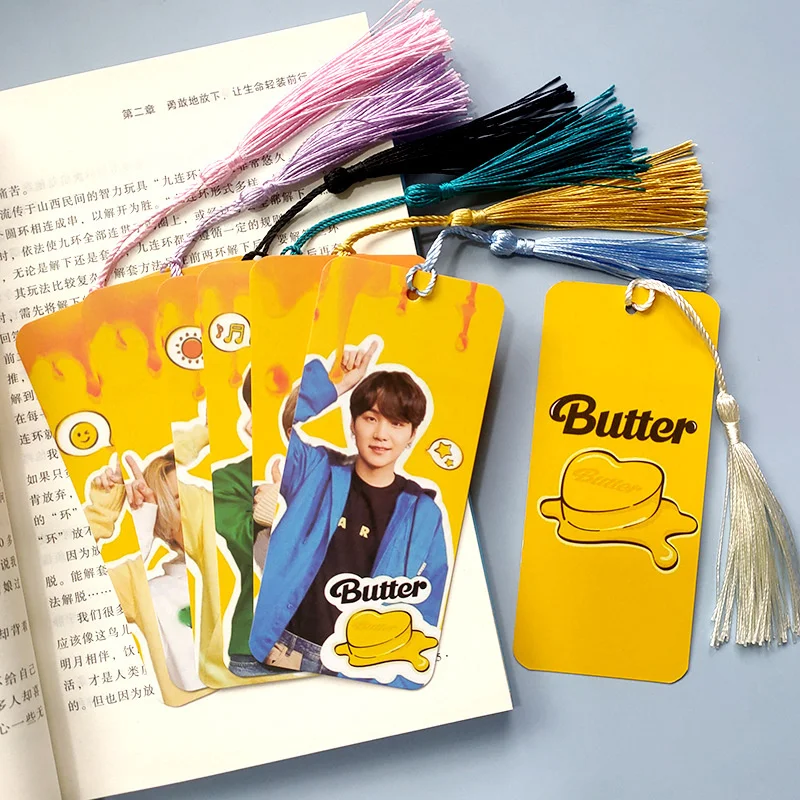 KPOP Bangtan Boys &quotButter&quot Bookmark Card With The Same Paragraph Note Fresh Tassel Paper Star Surroundings | Канцтовары для