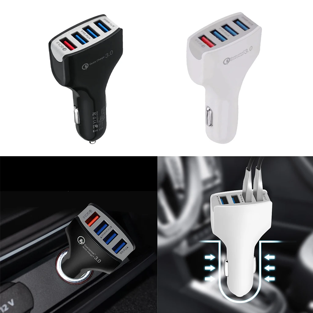 4 USB Автомобильное зарядное устройство порта DC 12 32V быстрое 3 0 прикуриватель