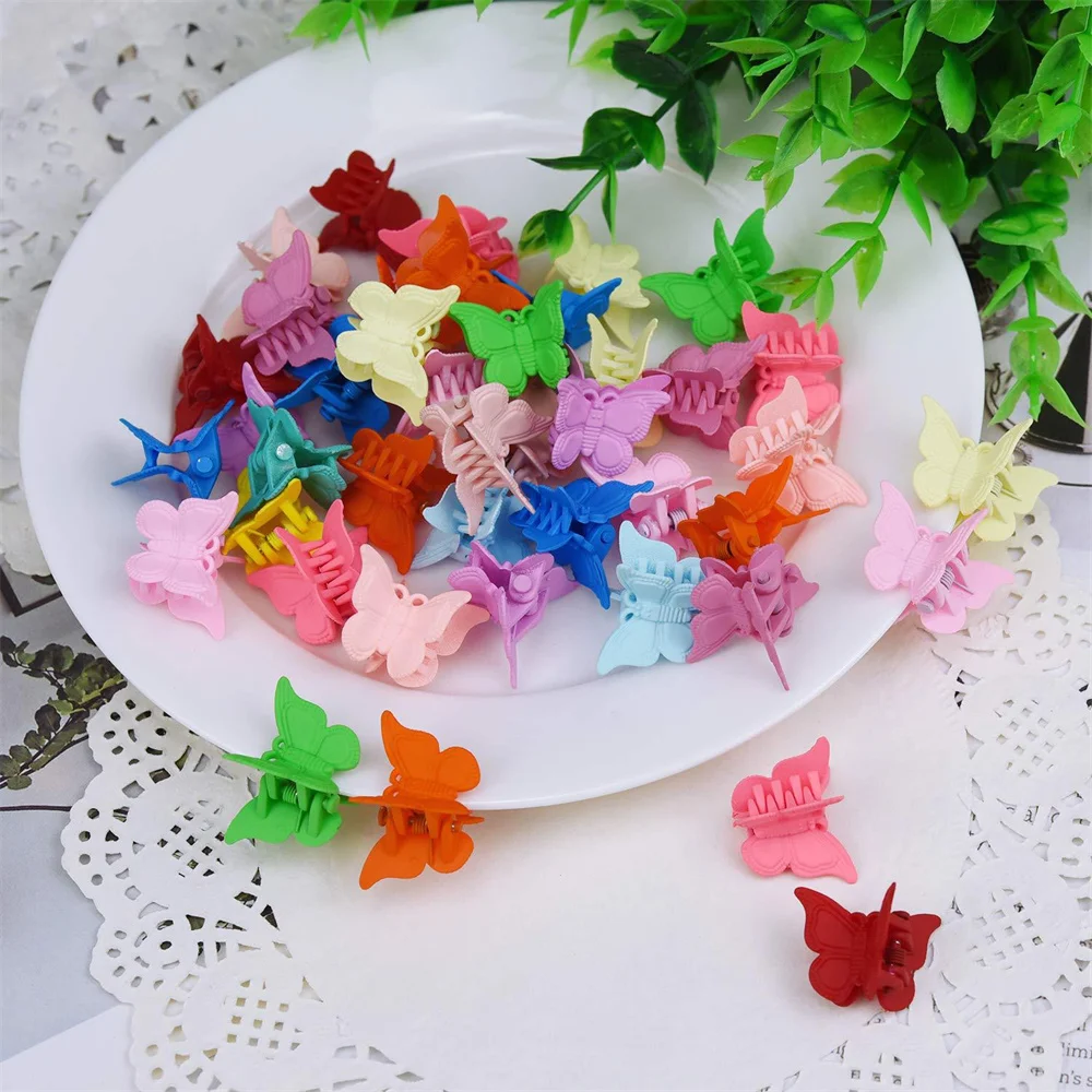 

50 Pieces Butterfly Hair Clips Mixed Color Mini Hair Claws Barrettes Clamps Jaw Headwear Hair Styling Accessories Beauty Tools