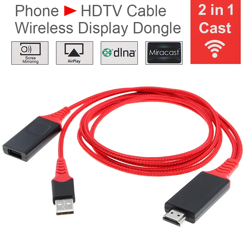 150 м 2 в 1 1080P адаптер для телефона HDTV кабель беспроводной литой дисплея подходит iPhone/телефона Android к