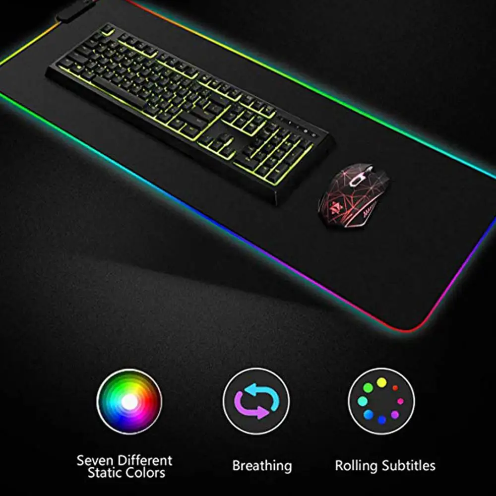 Коврик для мыши со светодиодной подсветкой разноцветный коврик с RGB резиновой