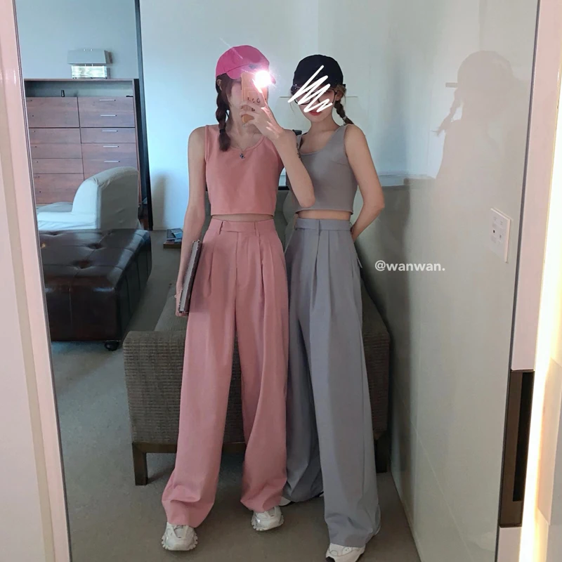 Капри женские с широкими штанинами Длинные свободные штаны в стиле Харадзюку