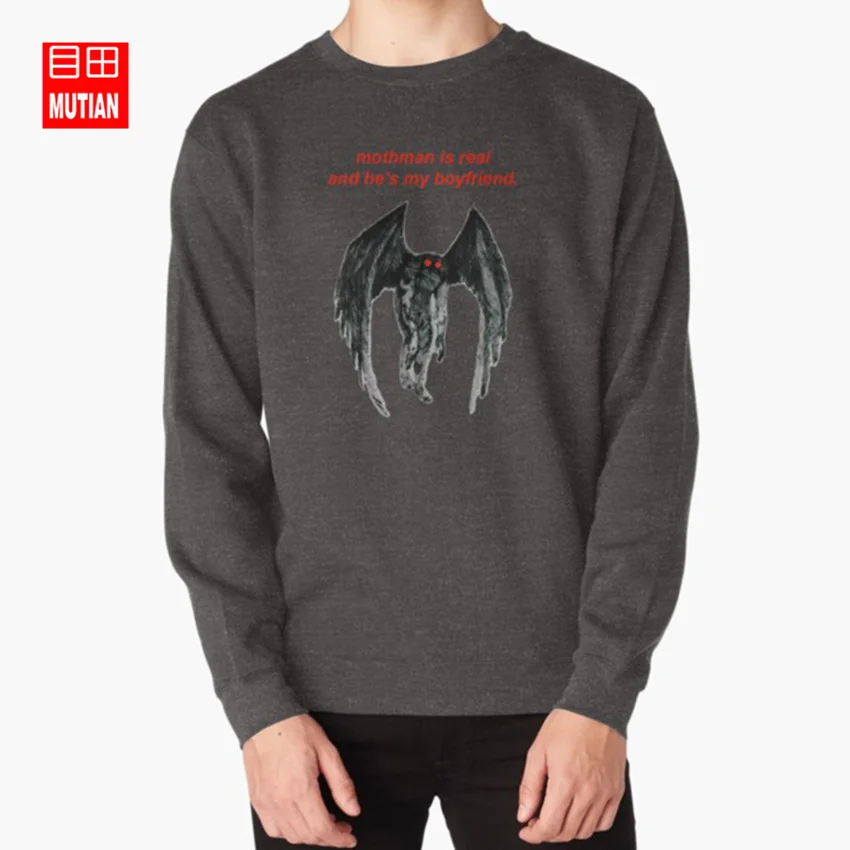 darkgrey-sweatshirt Мотман настоящий, и он мой друг. Толстовки с капюшоном mothman cryptid buzzfeed неразгаданные ryan bergara shane madej - Цвет: darkgrey-sweatshirt