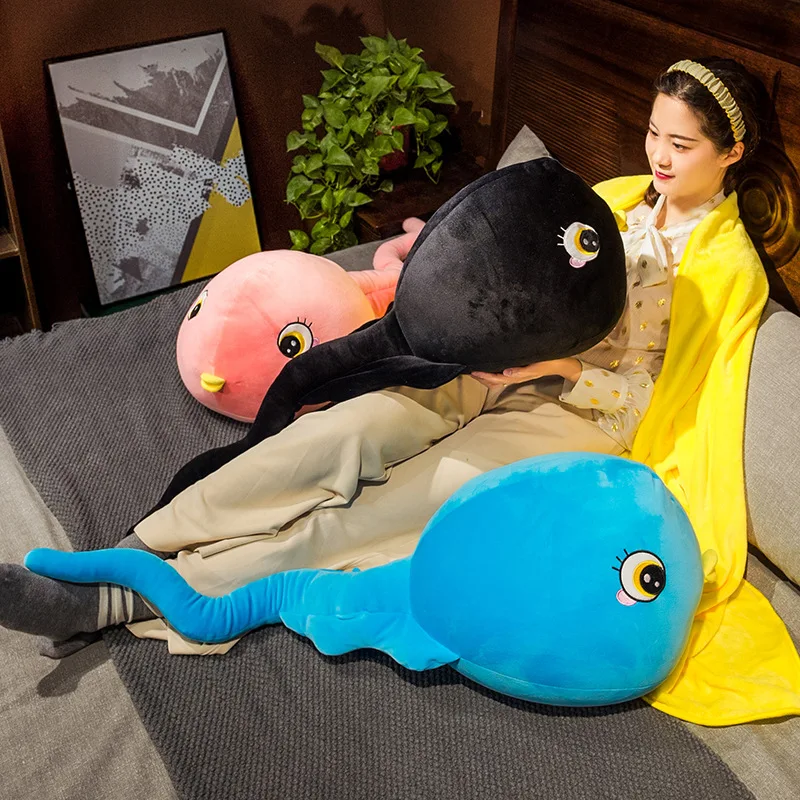 

100cm Kawaii Tadpole Plush Toys Cute Real Like Animal Pillow with Blanket Soft Sofa Stuffed Cushion Birthday Gift for Children