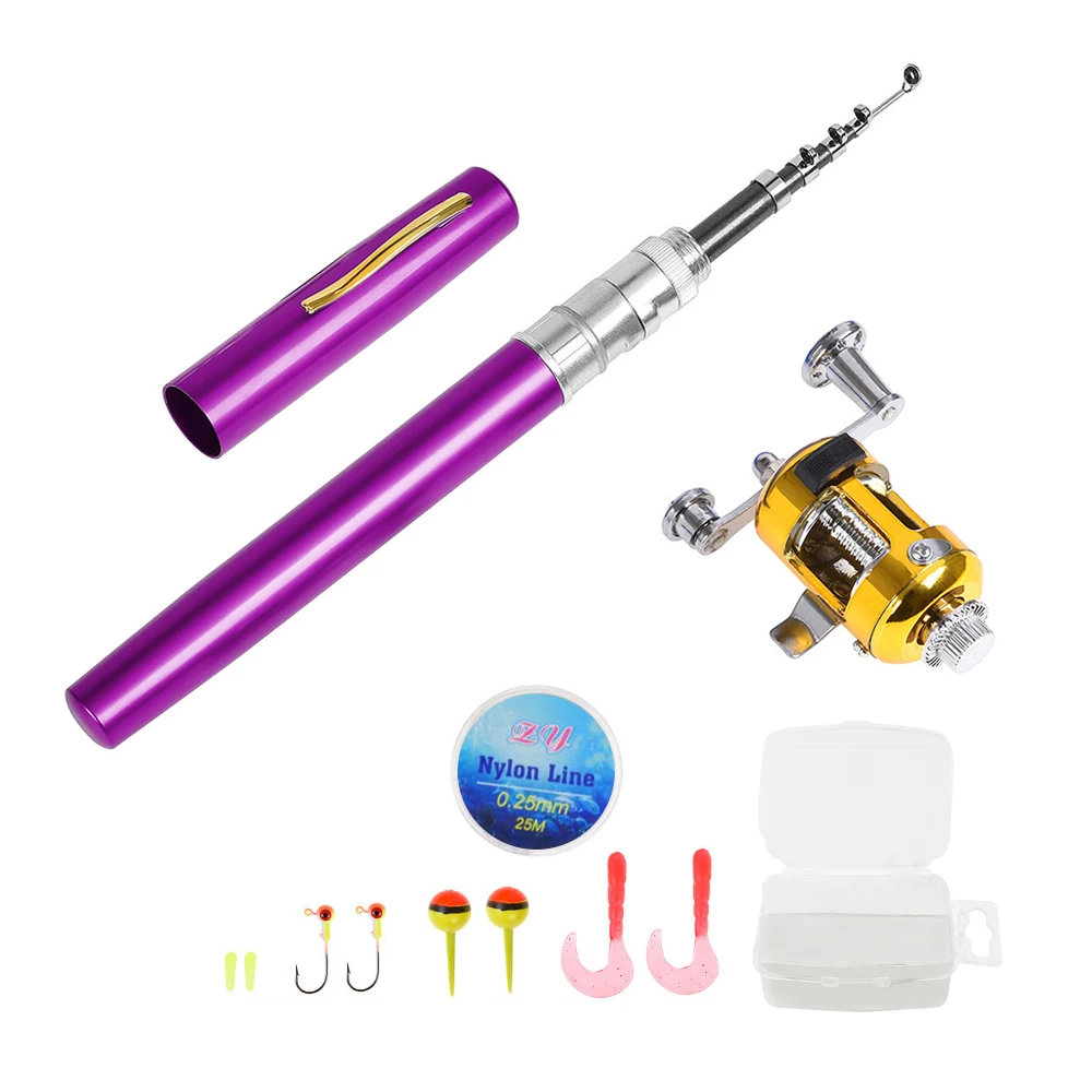 Рыболовная Катушка комбо набор телескопическая карманная ручка удочка мини