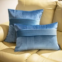 europe high quality velvet use living room pillow soft solid color decorative striped cushion for sofa couch bed chair