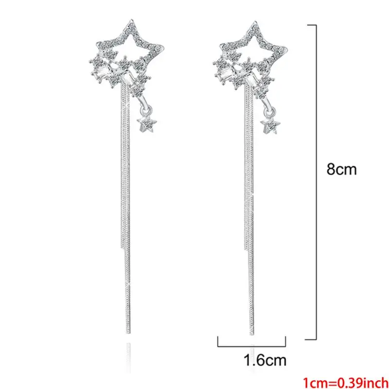 

Fashion Crystal Rhinestone Hollow Five-pointed Star Hanging Earrings Ladies Fashion Jewelry