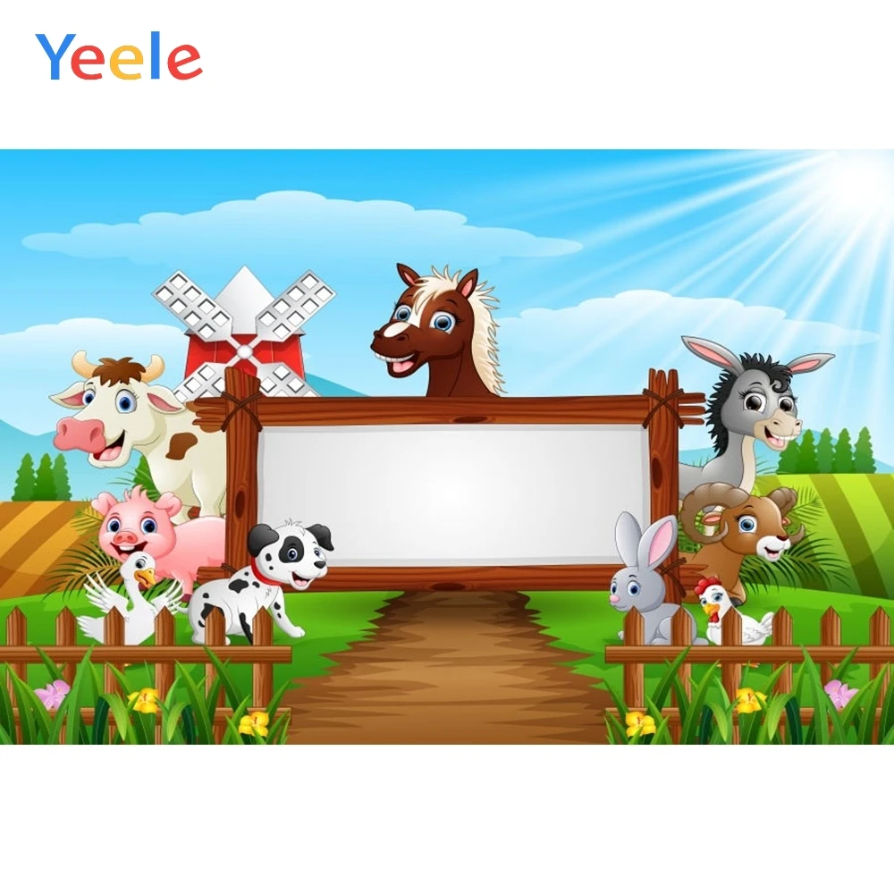 Yeele мультфильм Ферма Животных фон новорожденный Беби Шауэр детский день рождения пользовательские виниловые фотографии фон для фотостудии