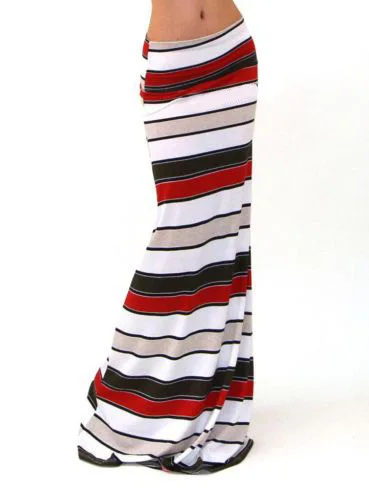 Женская длинная юбка-карандаш эластичная с высокой талией и принтом 3XL весна-лето