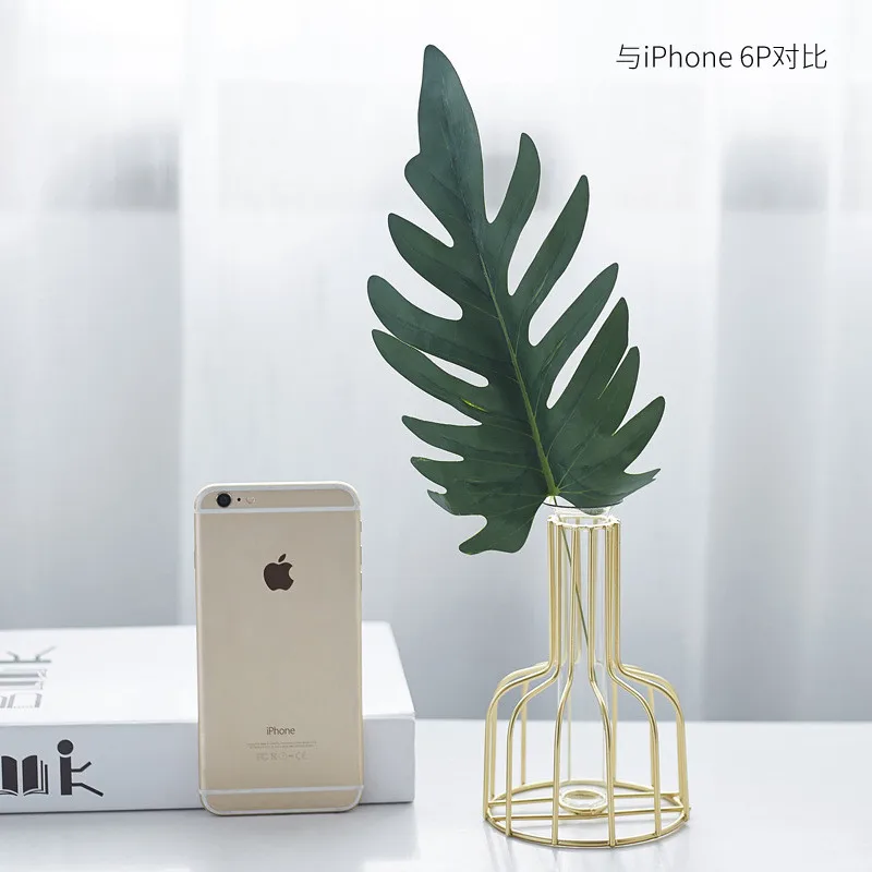 Стеклянная ваза для цветов железная декоративная золотые растения Цветочная