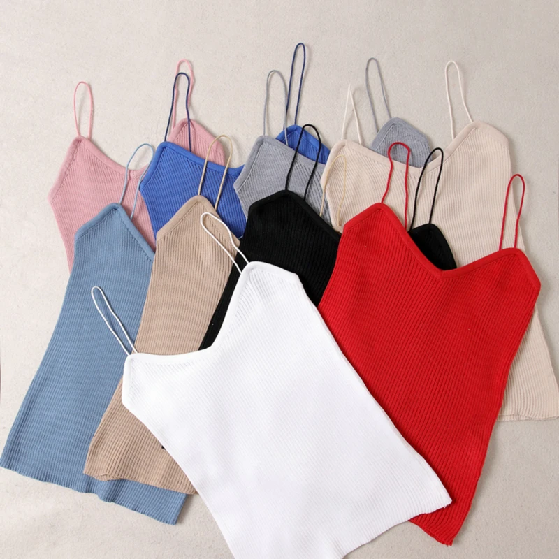 

Women Sexy Camisole Tanks Slim Skinny Casual Tank Tops Lady's Undershirt Solid Breathable Shoulder Vest For Female Crop Top