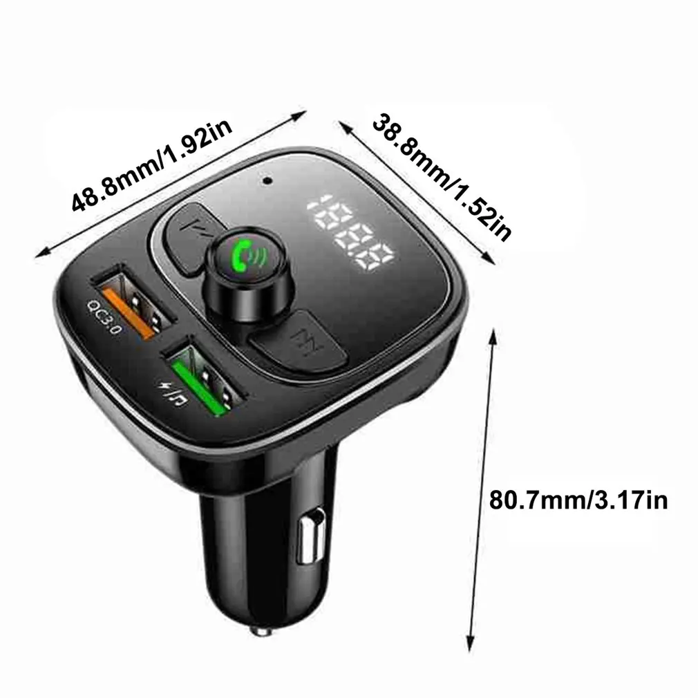 

HY-96 Wireless Car MP3 Bluetooth FM Transmitter Radio Hands-free Call QC 3.0 Dual USB Charger Adapter Support U Disk TF Card