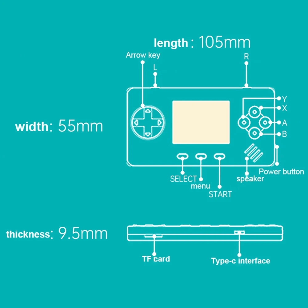 

POWKIDDY A66 Retro Handheld Palm Mini Retro game Console PS1 GBA FC MD MAME SFC GBC simulator Open source Game machine