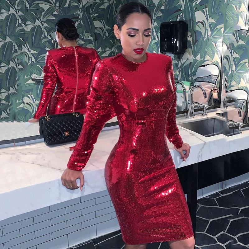 Женское облегающее платье миди INDRESSME красное вечерние нее с круглым вырезом