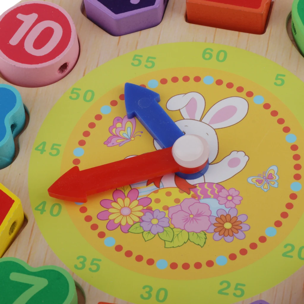 

MagiDeal Wooden Sorting Clock Toy Teaching Time Number Toy for Preschoolers