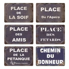 Металлическая винтажная французская Ретро металлическая Жестяная Табличка для туалета кухни магазина, Настенный декор, железная декоративная табличка