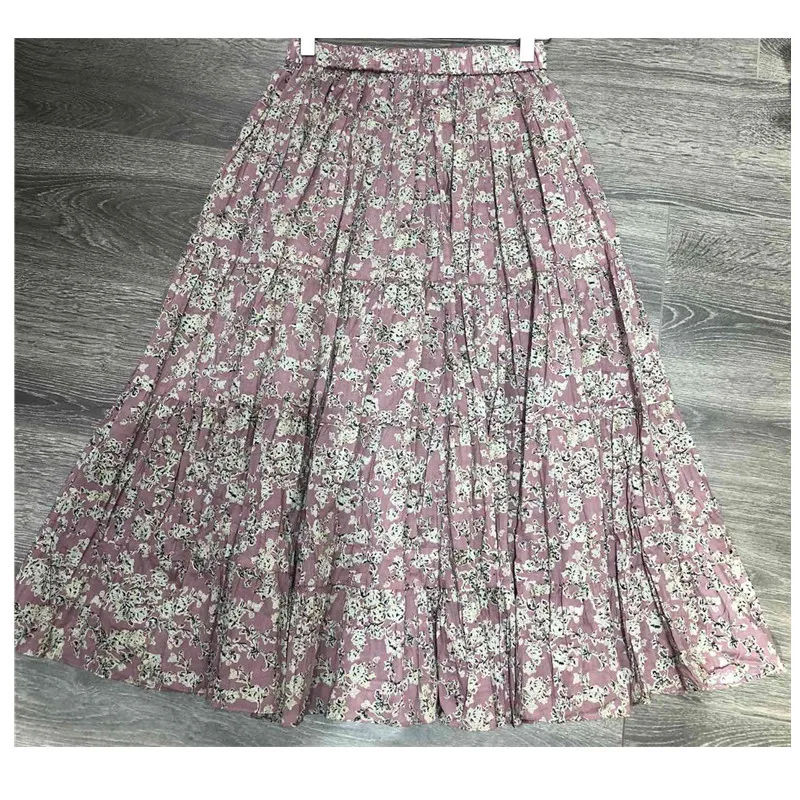 

Skirt Cotton Women Stitching A Version Mid-length Elastic Waist Skirt