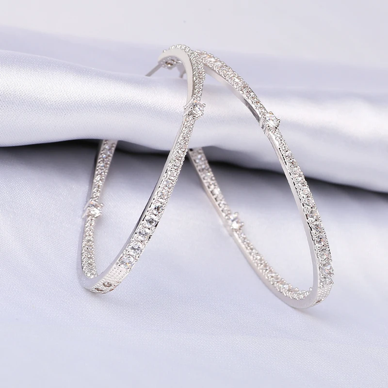 Серьги кольца женские Геометрические овальные с фианитами|Серьги-кольца| |