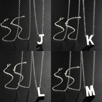 13 letters a b c pendant silver color womenmens fashion jewelry stainless steel nameplate necklace xmas gift wholesale