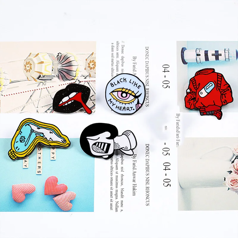 Женская Брошь с эмалью Винтажная брошь в стиле панк язычками и губами|Броши| |