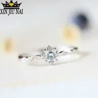 Изысканное компактное голубое кольцо с кристаллами обручальное кольцо серебряного цвета кольца для женщин винтажный подарок ювелирные изделия на годовщину