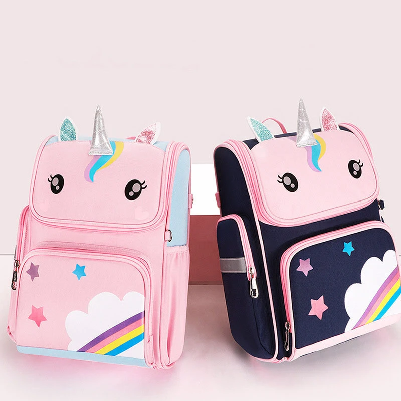 Школьные ранцы для девочек, Детский водонепроницаемый рюкзак с принтом розового единорога для мальчиков и девочек, милые школьные портфели...