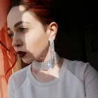 Классические элегантные серебряные цвета Медные кисточки Кристалл Свадебные Модные Ювелирные наборы африканских стразы свадебные ожерелье серьги наборы