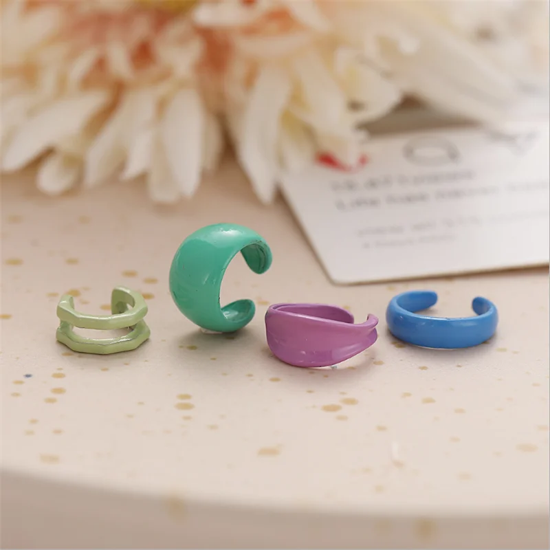 

Color Paint No Pierced Clip Earrings Set New Simple Fashion Jewelry for Women