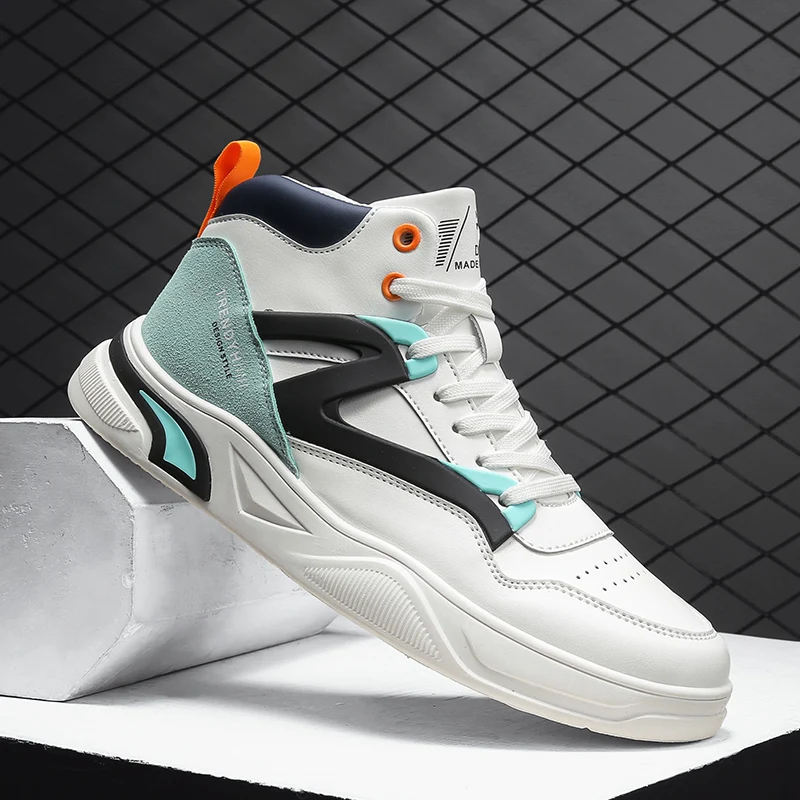 

High Top Men Sneakers New Arrival Fashion Casual Shoes Spring Autumn White Shoes Breathable Wear-Resisting Platform Sneakers