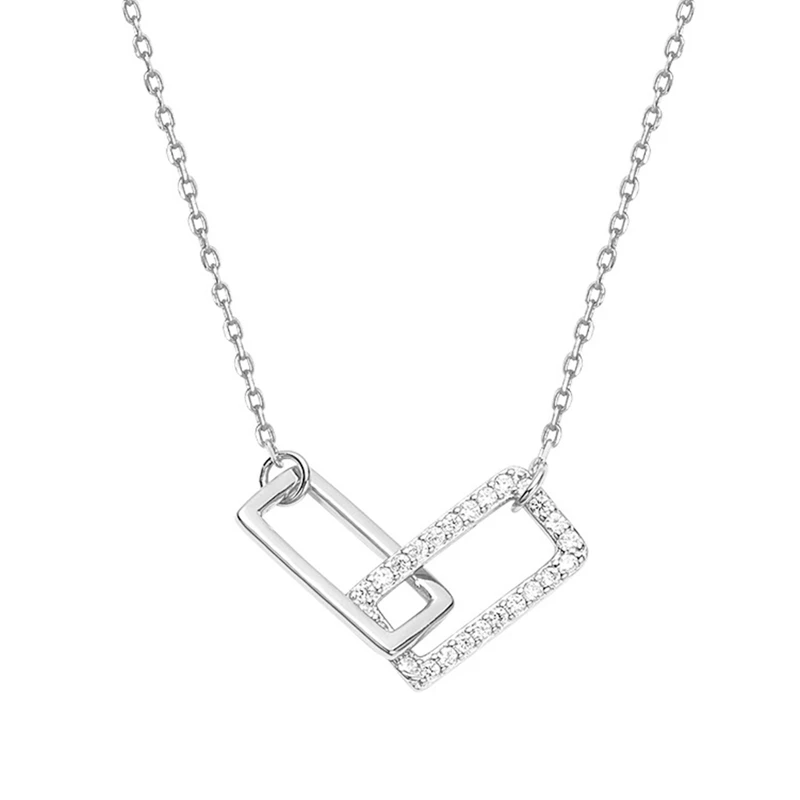 

New Fashion Shiny Rectangular Zircon Necklace Geometric Pendant Necklace Girl Temperament Necklace Jewelry