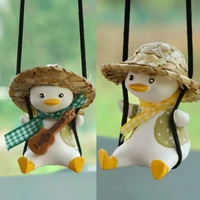 little duck swing car pendant with hanging rope decoration cute duck auto rear view mirror pendant car automotive interior
