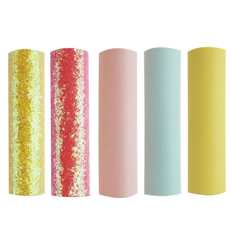 

5Pcs Shiny Glitter PU Faux Leather Earrings Hair Bows Clips DIY Crafts Making 87HC
