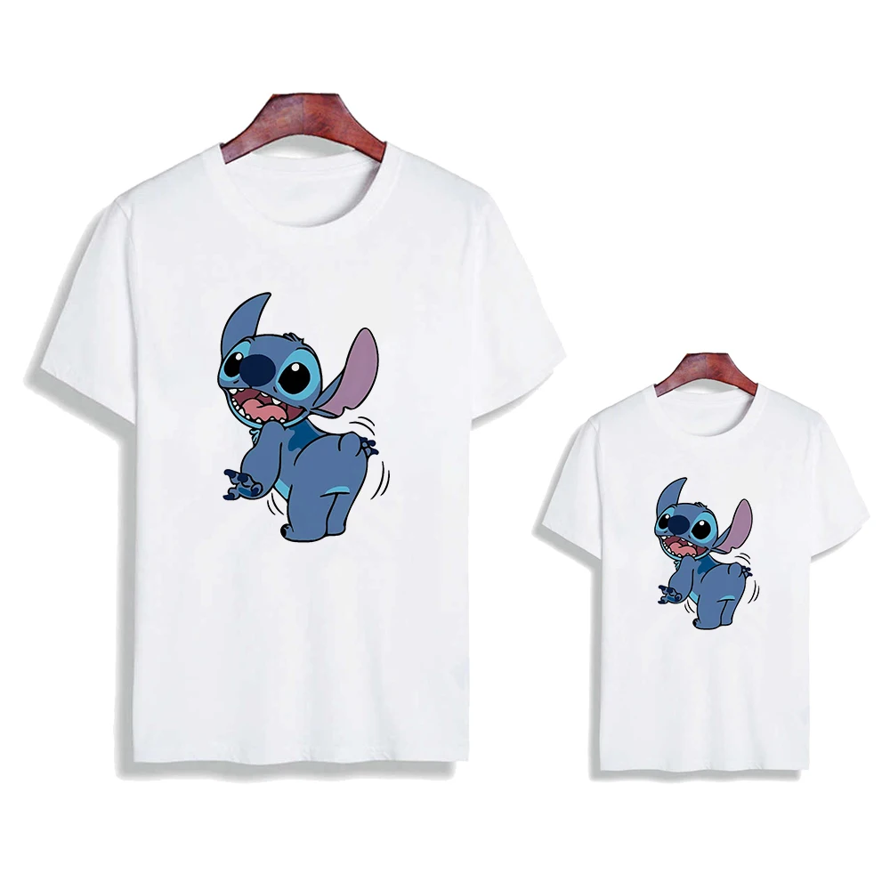 

Disney Mom and Daughter Lilo&Stitch Angel Little Monster Cartoon T-shirt Couple Matching Boy/Girl Top Anime Stitch Family look