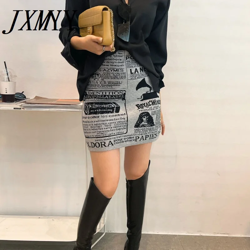 JXMYY шикарная осенне-зимняя Модная вязаная юбка тянущаяся тонкая универсальная