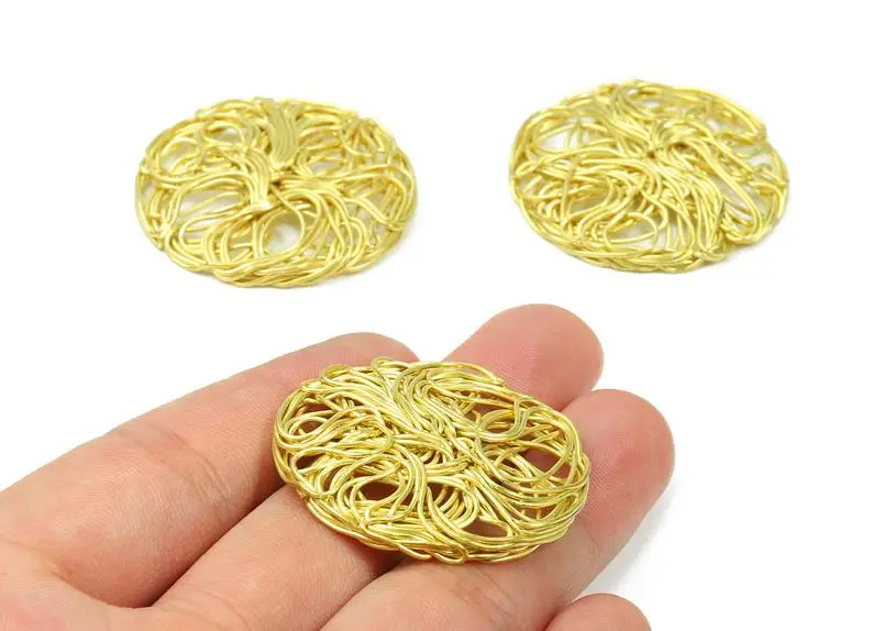 

Brass Round Charms - Brass Round Hammered Earring Wires Pendant - 2PCS/LOT - 38.43x38.43x3.22mm - PP2905