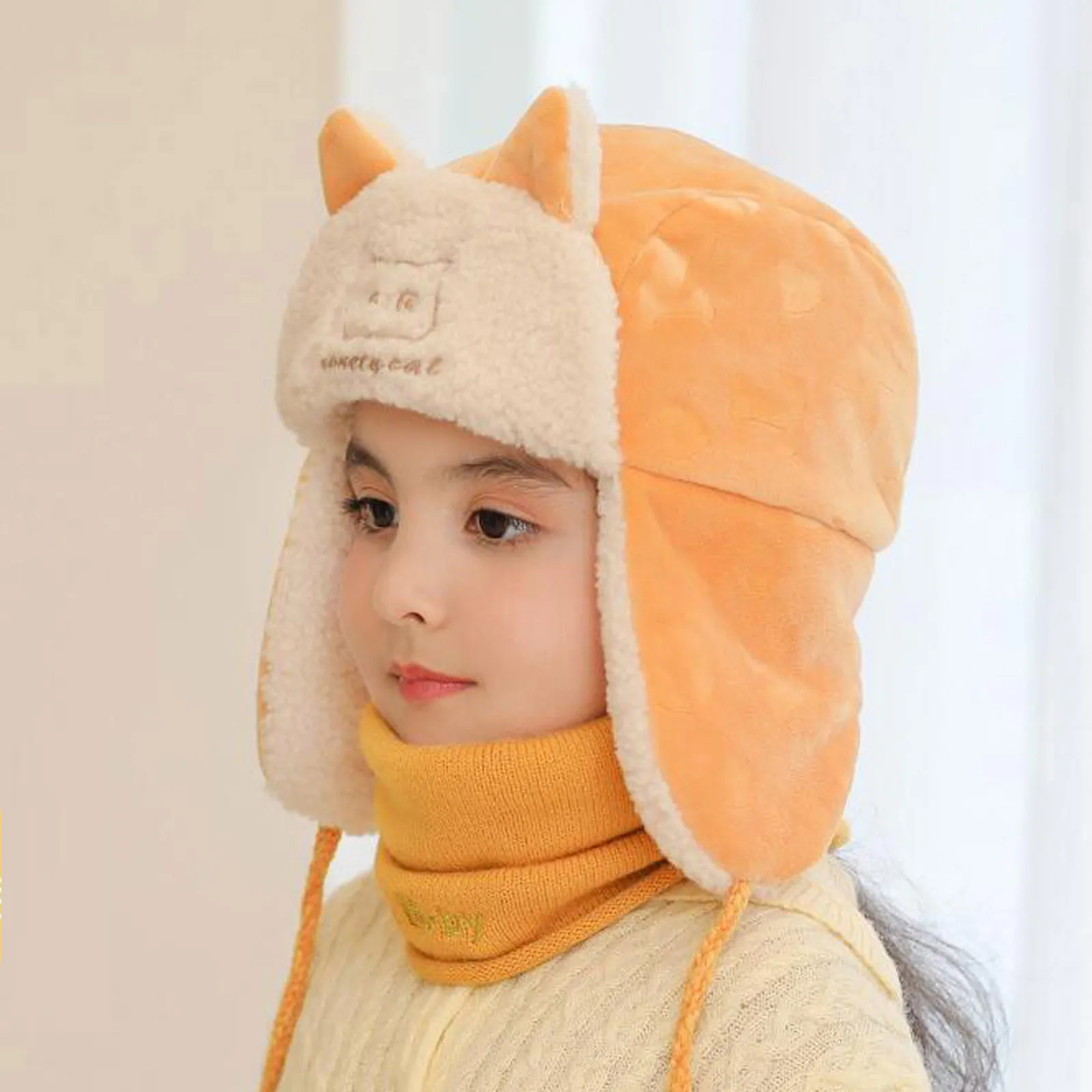 

Children Windproof & Warm & Ear Protection & Face Protection Owl Print Hat
