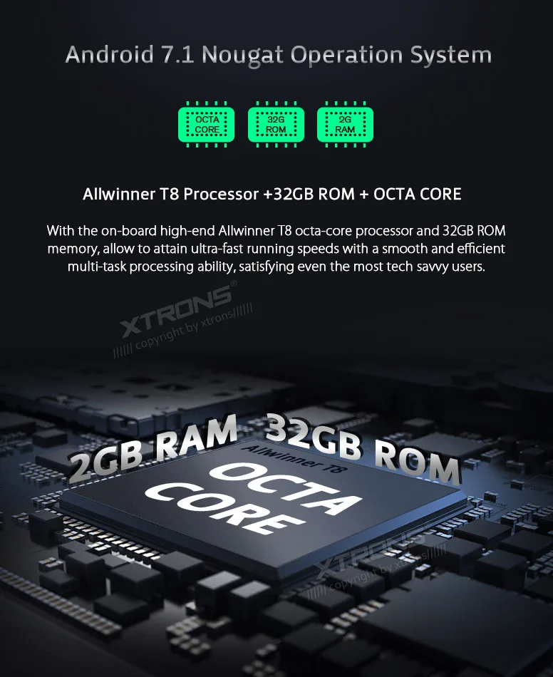 XTRONS 7-дюймовый автомобильный DVD-плеер T8 Octa Core Single 1 DIN Android 7 видео стерео радио с