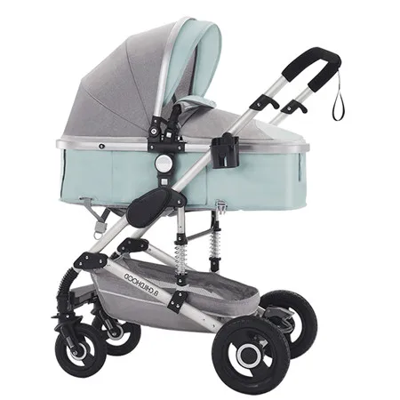 light blue Роскошная детская коляска с высоким пейзажем, 3 в 1, детская коляска, летняя зимняя коляска, Адаптированная для новорожденных, детская люлька, купон на 10 USD - Цвет: light blue