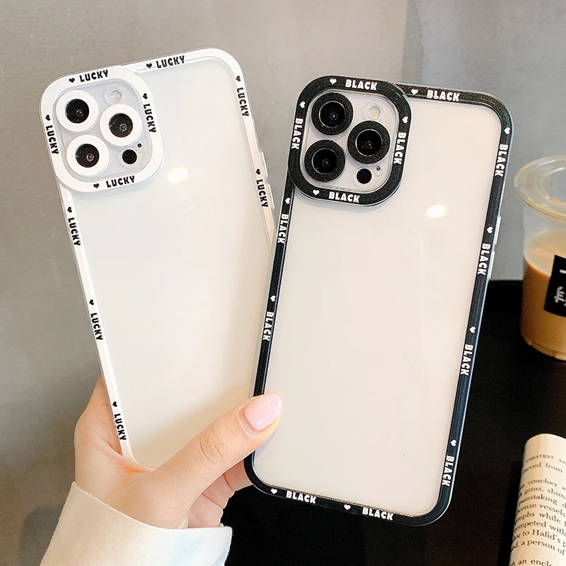 

Ultra-thin Cute Colorful Square Silicone Phone Case For iPhone 13 12 11 Pro XS Max XR X SE 8 7 Plus Transparent Soft Cover