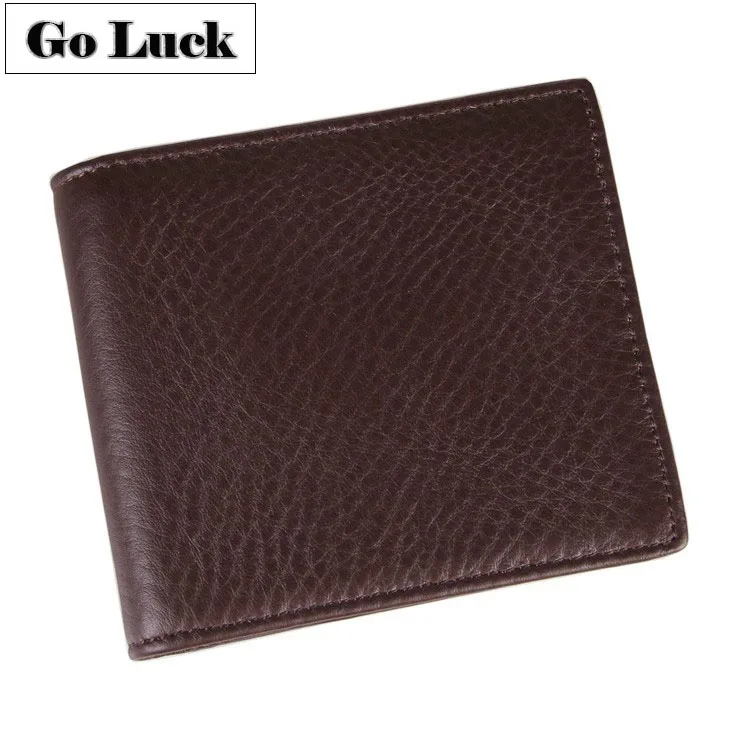Бренд GO-LUCK, мужской кошелек из натуральной кожи с карманом, держатель для карт, чехол для монет на молнии, мужской короткий двойной кошелек кофейного цвета
